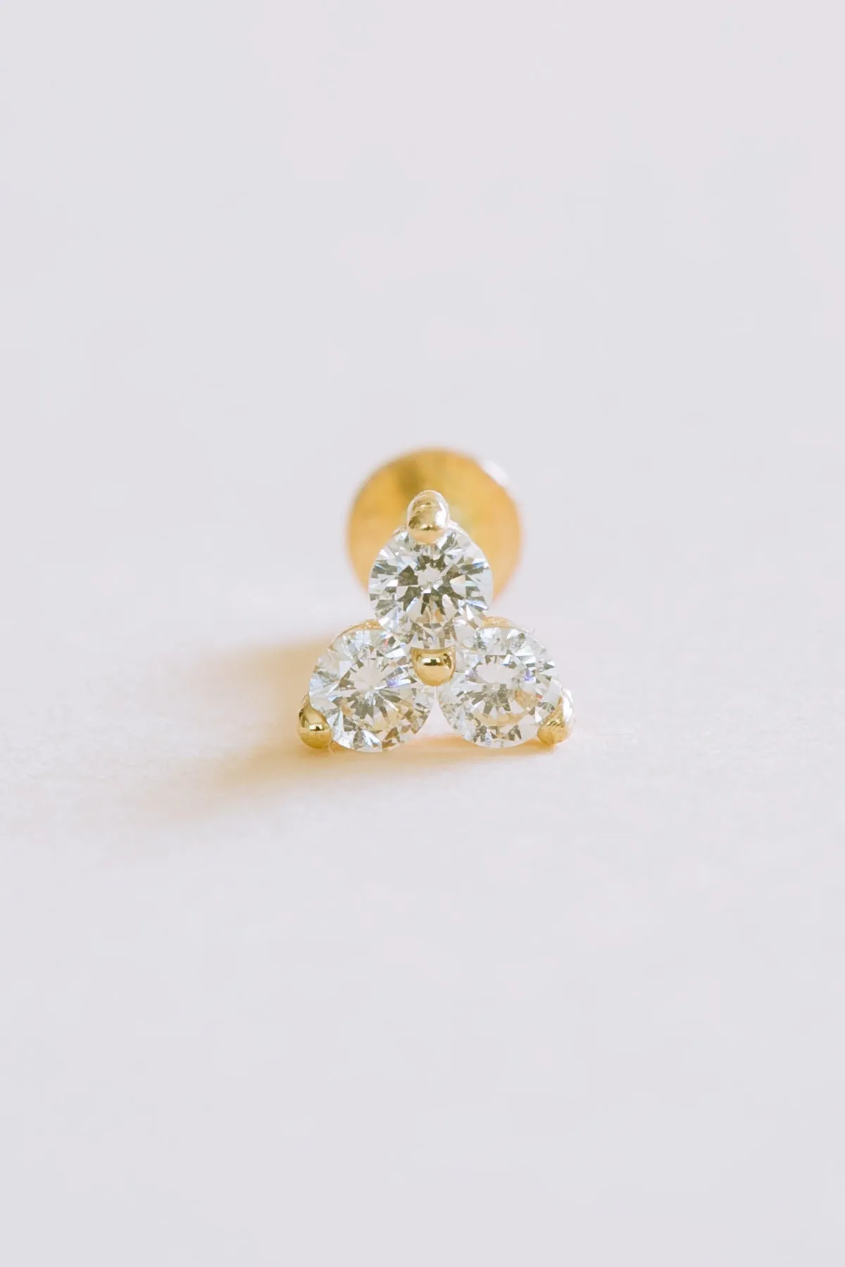 14K Real Gold 1.8mm CZ, Moissanite or Diamond Flower Helix Cartilage Tragus Conch Internally Threaded Flat Back Earring Labret