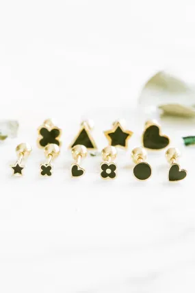 14K Real Gold Helix Cartilage Tragus Inner Conch Star Clover Heart Triangle Round Ear Post Stud Earring Barbell Piercing For Women Jewelry