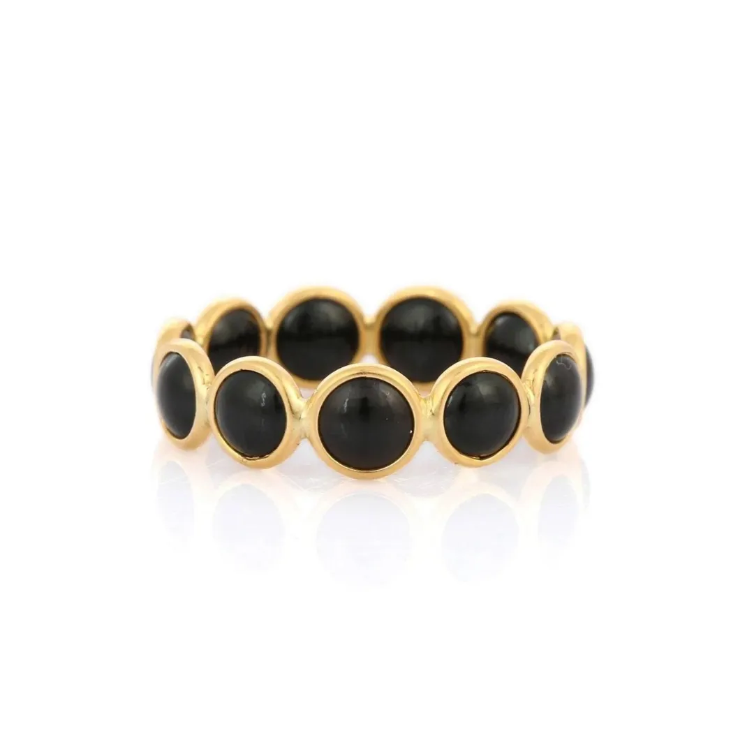 18K Gold Black Onyx Eternity Band