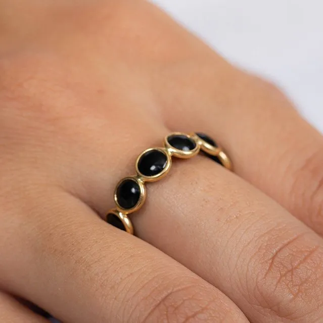 18K Gold Black Onyx Eternity Band