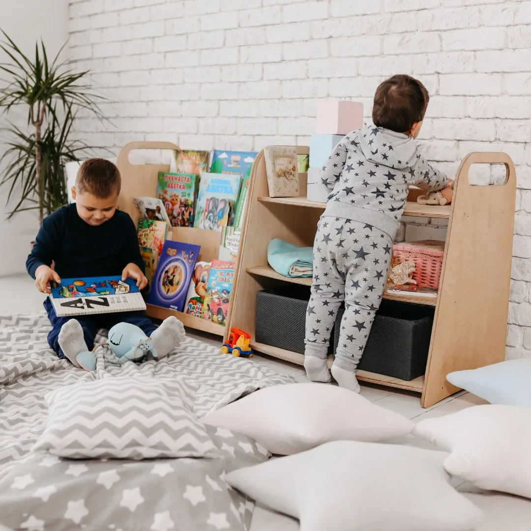 3-in-1 Montessori Shelves Set: Bookshelf   Toy Shelf   Lego Sorter