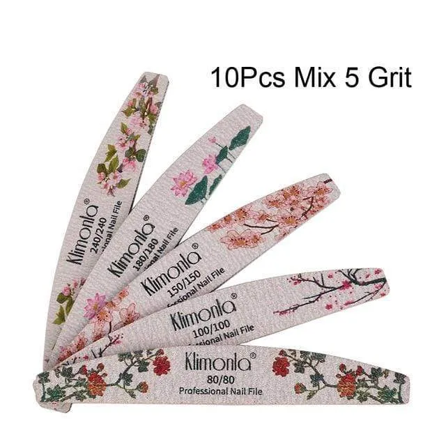 3/5/10pcs lot New Nail File Flower Printed Nail buffer Colorful Lime a ongle 80/100/150/180/240 Professional Manicure Tools