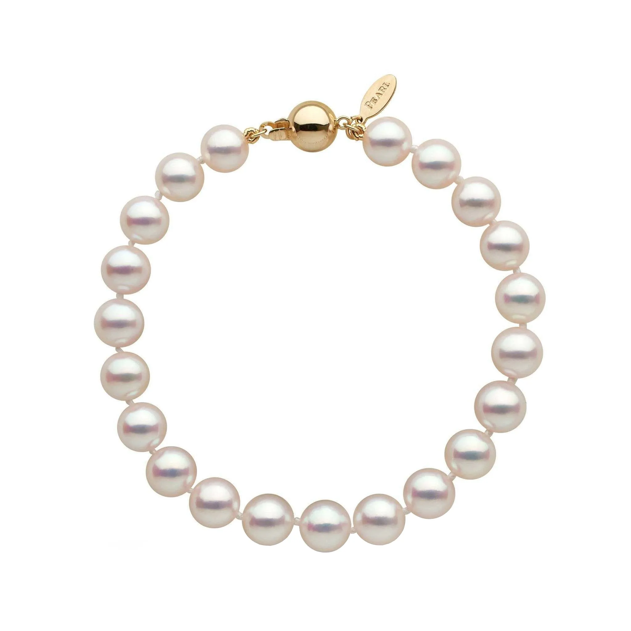 7.5-8.0 mm White Hanadama Akoya Pearl Bracelet