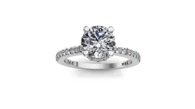 7.5mm (1.50ct) Rañe ForeverOne Round Moissanite Four Prong Diamond Underhalo Engagement Ring 14K Gold MOENG072