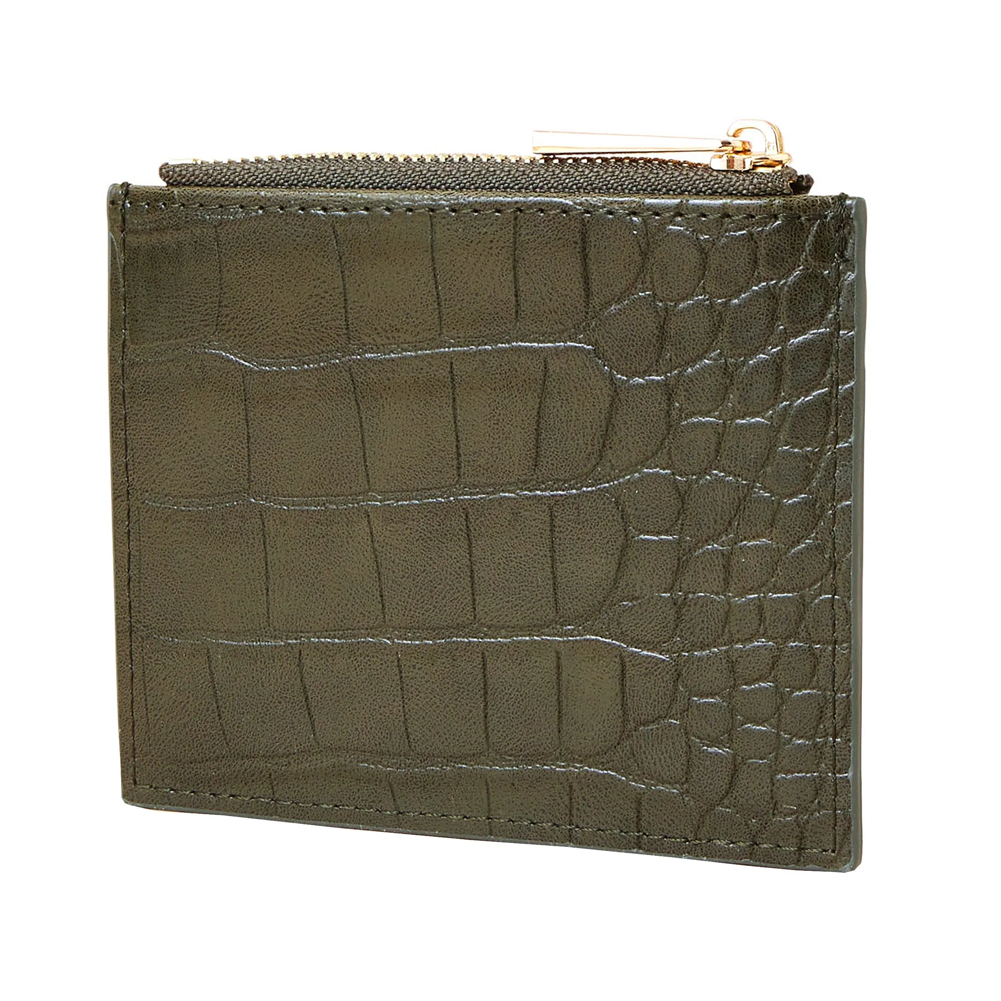 Accessorize London Women'S Faux Leather Khaki Embroidered Cardholder