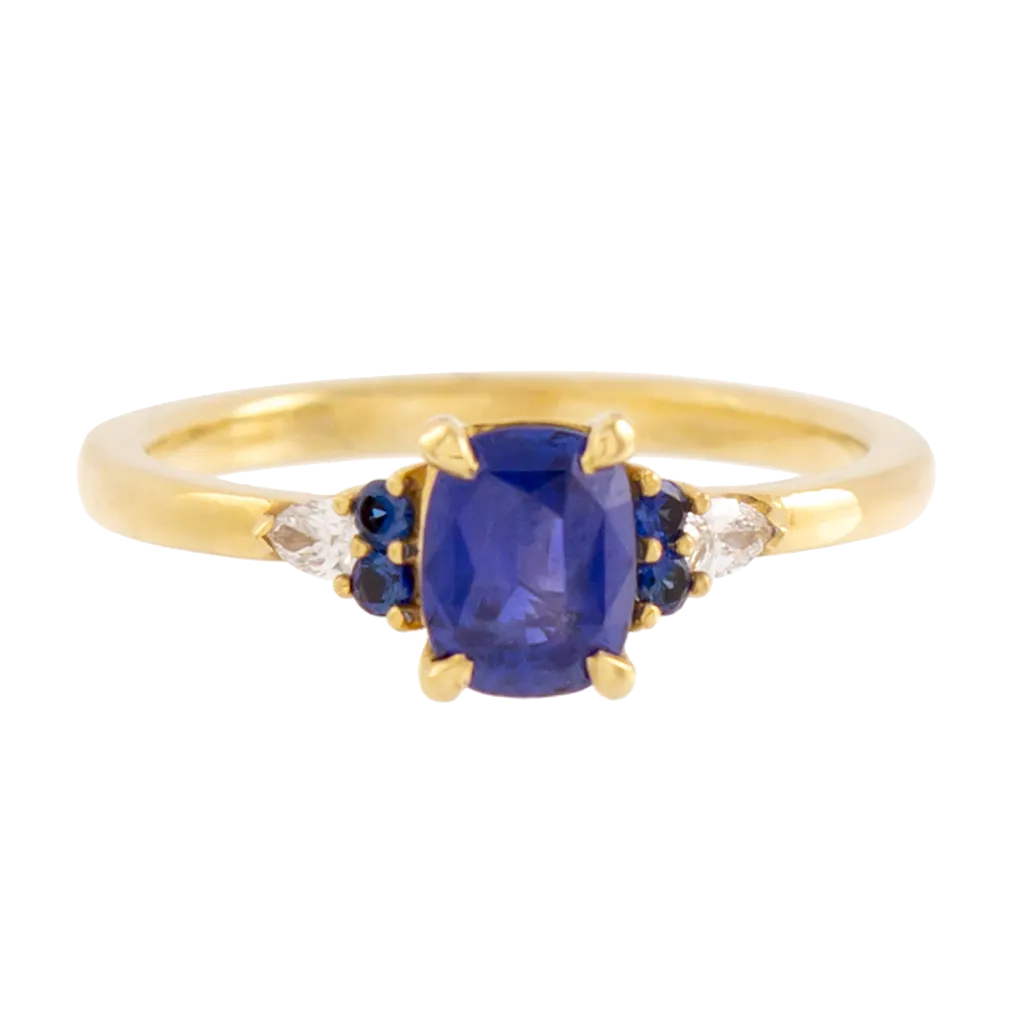 AGL Certified No Heat Cushion Cut Ceylon Sapphire Ring