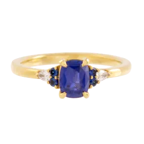 AGL Certified No Heat Cushion Cut Ceylon Sapphire Ring