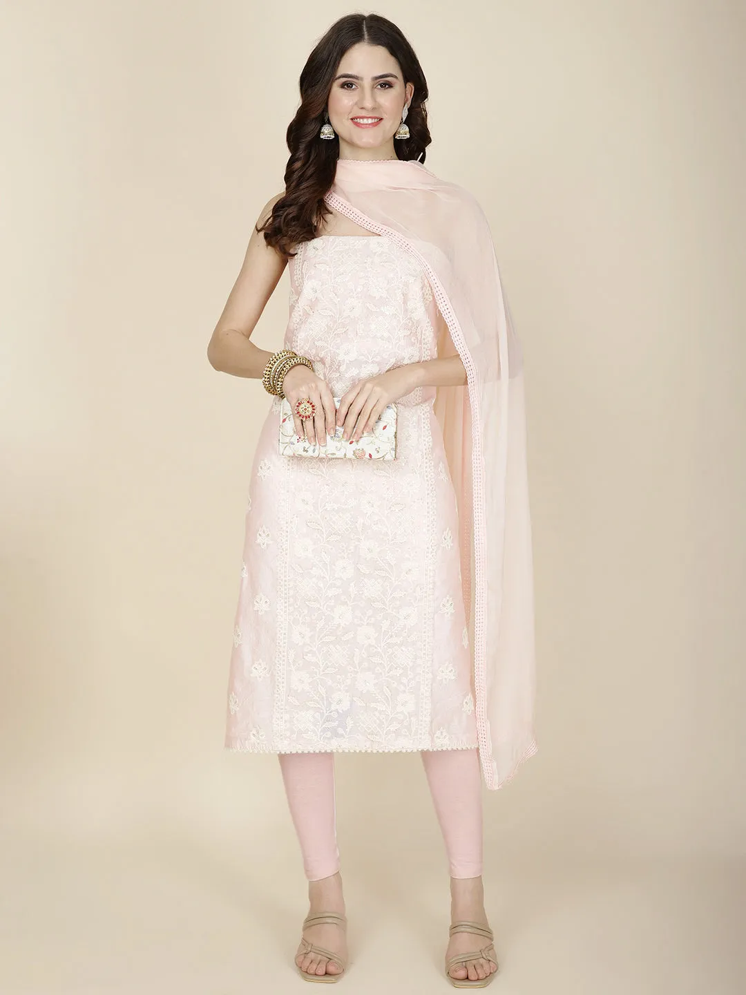 All Over Embroidered Chiffon Unstitched Suit Piece With Dupatta