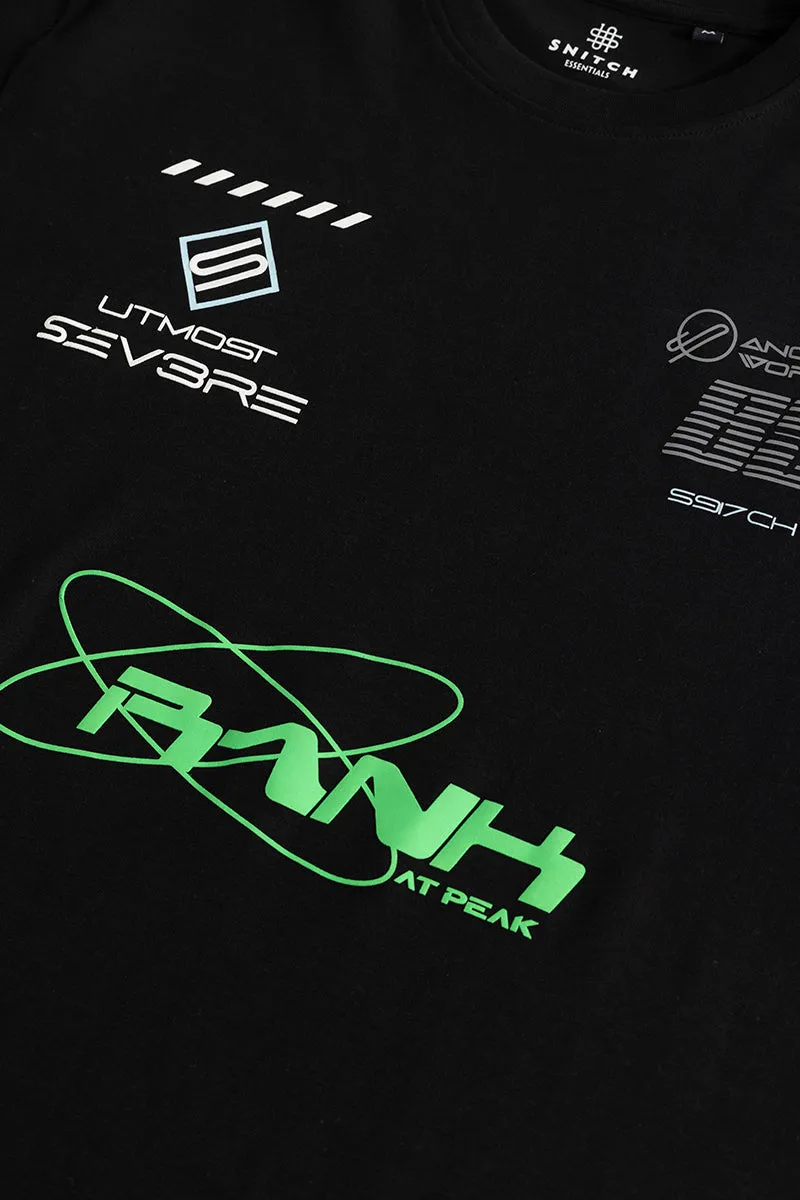 Another World Reflective Print Black T-Shirt