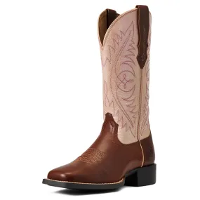 Ariat Wms Round Up Wide Square Toe Stretchfit Festival Brown / Champagne