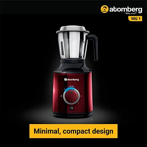 Atomberg MG1 Mixer Grinder with BLDC Motor, Slow Mode & Advanced Safety Features, 3 Jars and Chopper (Red Wine)