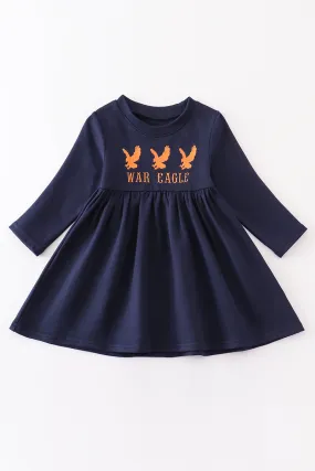 Black Auburn War eagle embroidery terry dress