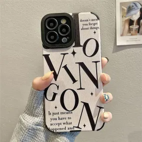 Black Letter Soft Leather Cute Phone Cases For iPhone 14, 13, 12 Pro, 11, XS Max, 7, 8 Plus, X, XR, SE