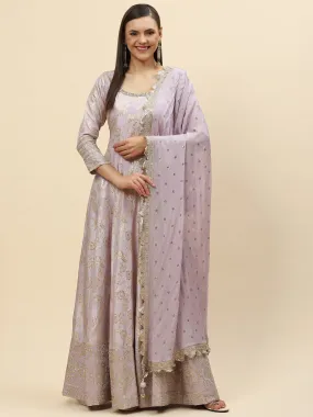 Brocade Embroidered Banarasi Handloom Kurta With Churidar & Dupatta