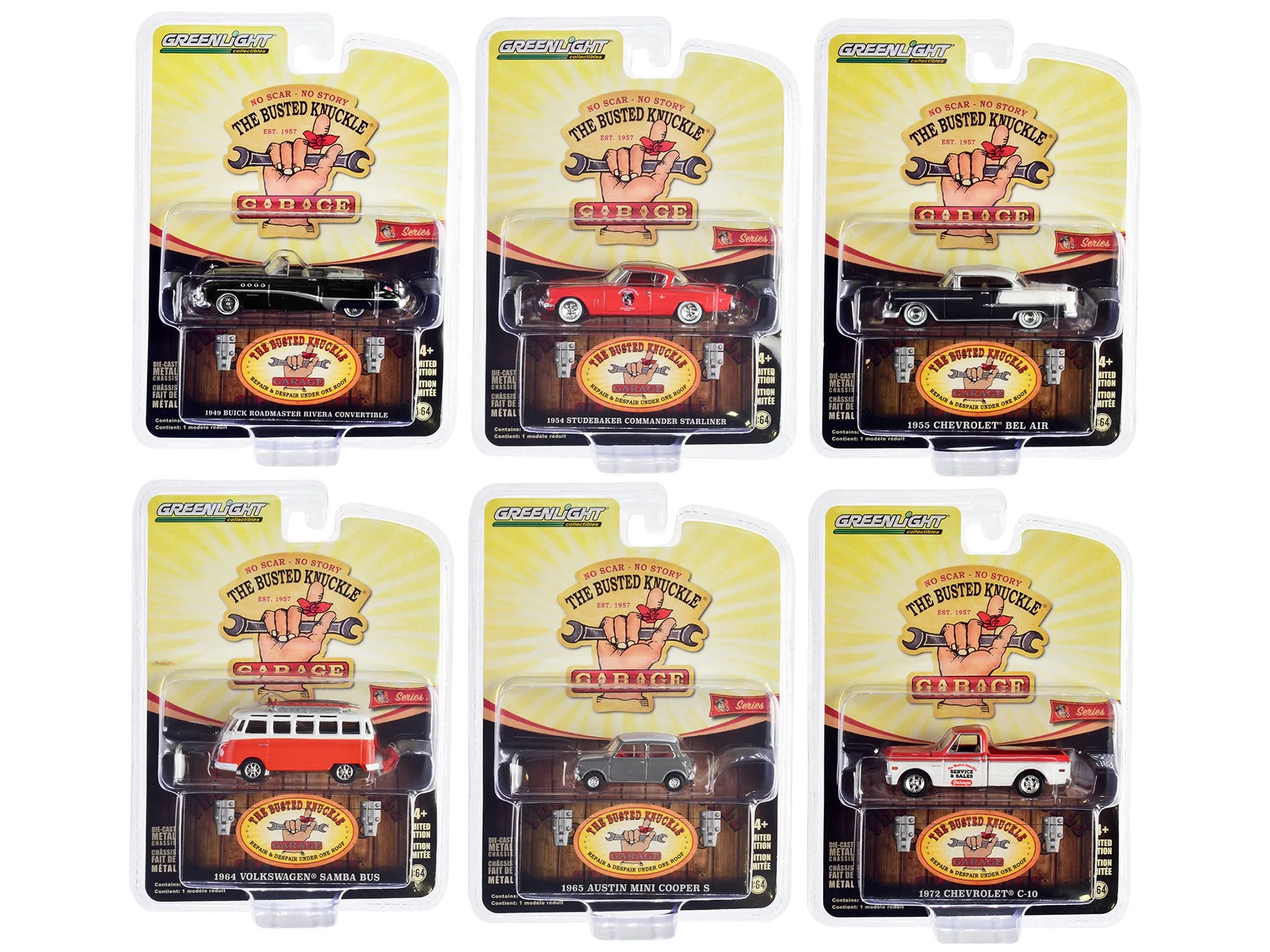 Busted Knuckle Garage Series 2 6 piece Set 1/64 Diecast Model Cars by Greenlight