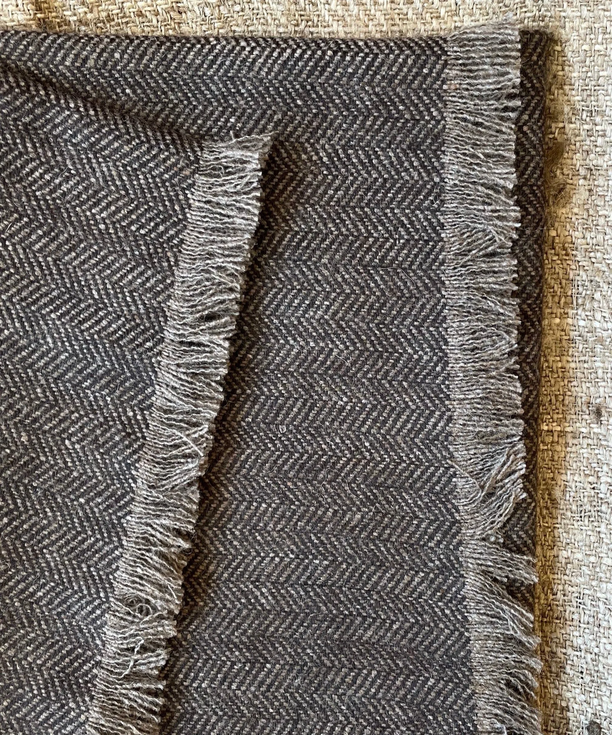 Carob Brown Herringbone Tweed Scarf