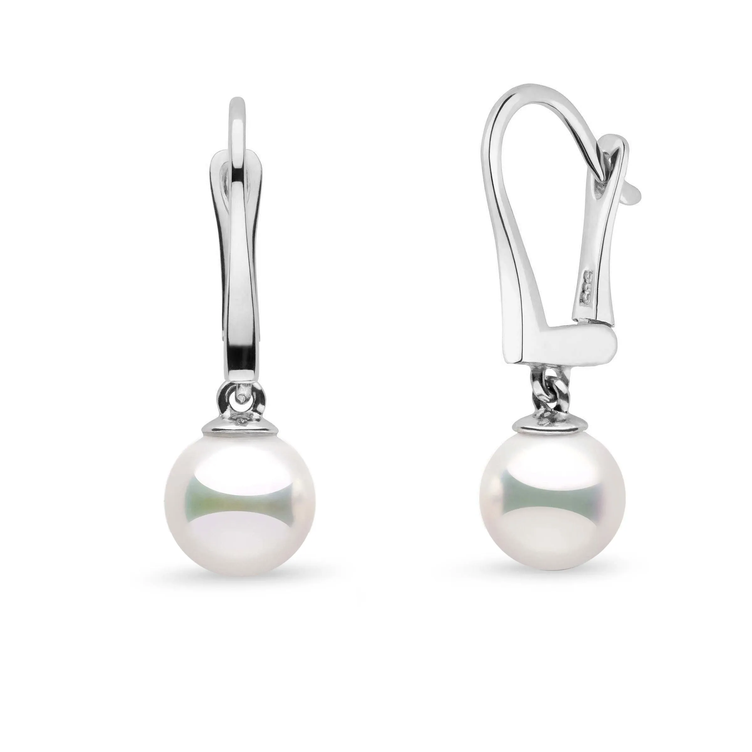 Classic Collection 7.5-8.0 mm Natural White Hanadama Pearl Dangle Earrings