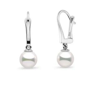 Classic Collection 7.5-8.0 mm Natural White Hanadama Pearl Dangle Earrings