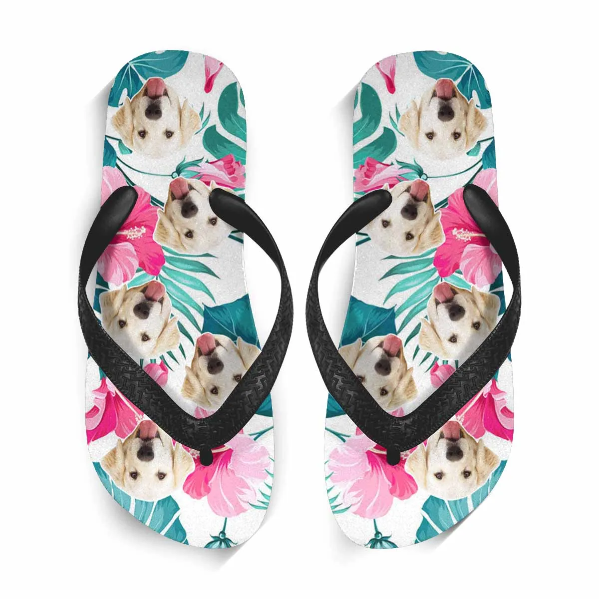 Custom Photo Pet Flower Flip Flops For Both Man And Woman Funny Gift For Vacation,Wedding Ideas For Guests