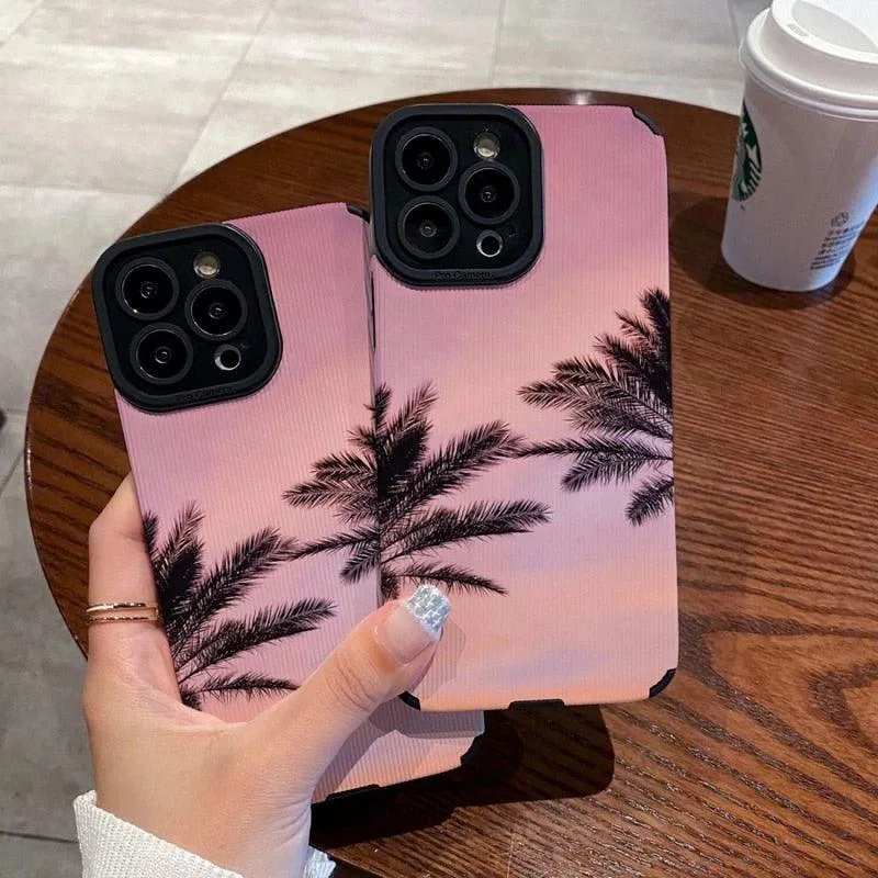 Cute Palm Tree Design Phone Case for iPhone 11, 12, 13, 14, Pro Max, X, XR, XS Max, 7, 8 Plus, and 14 Plus