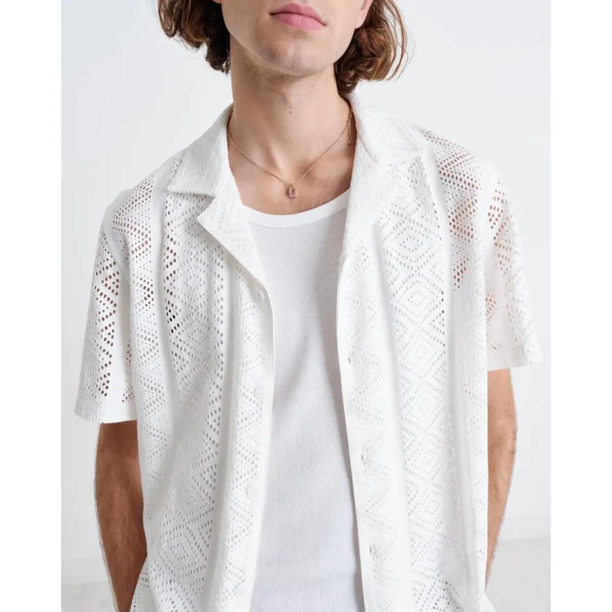 Didcot SS Shirt Geo Lace White