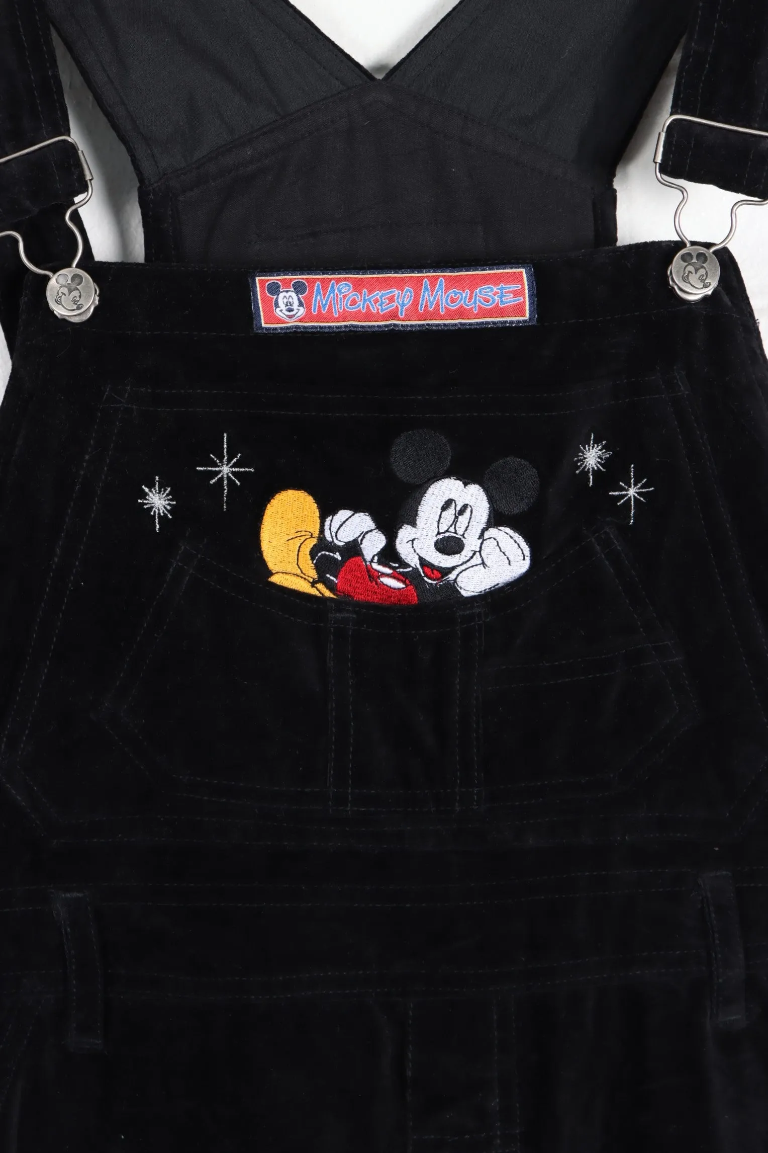 DISNEY Classic Mickey Mouse Embroidered Velour Overalls (M)