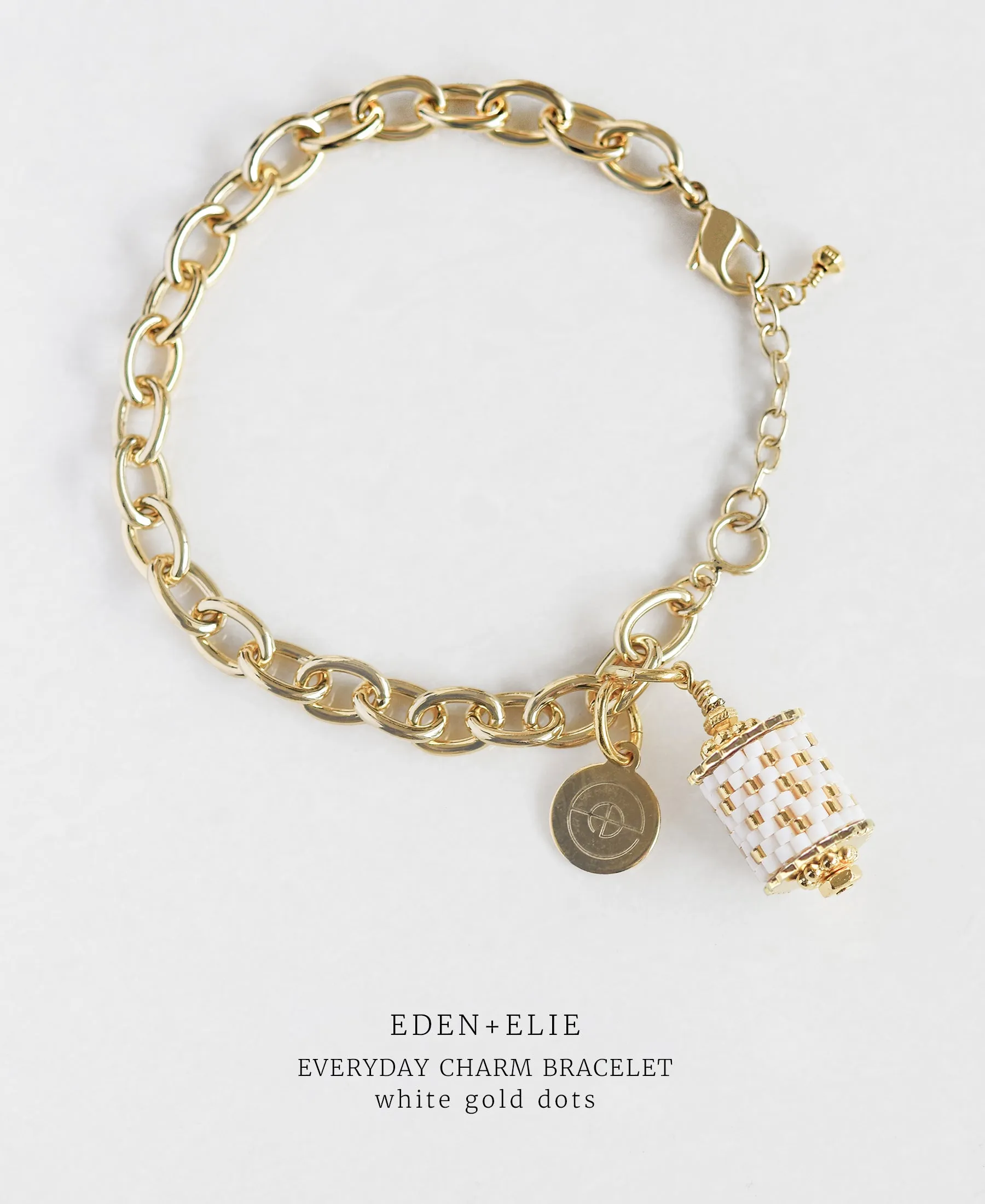 EDEN   ELIE Everyday gold charm bracelet - white gold dots