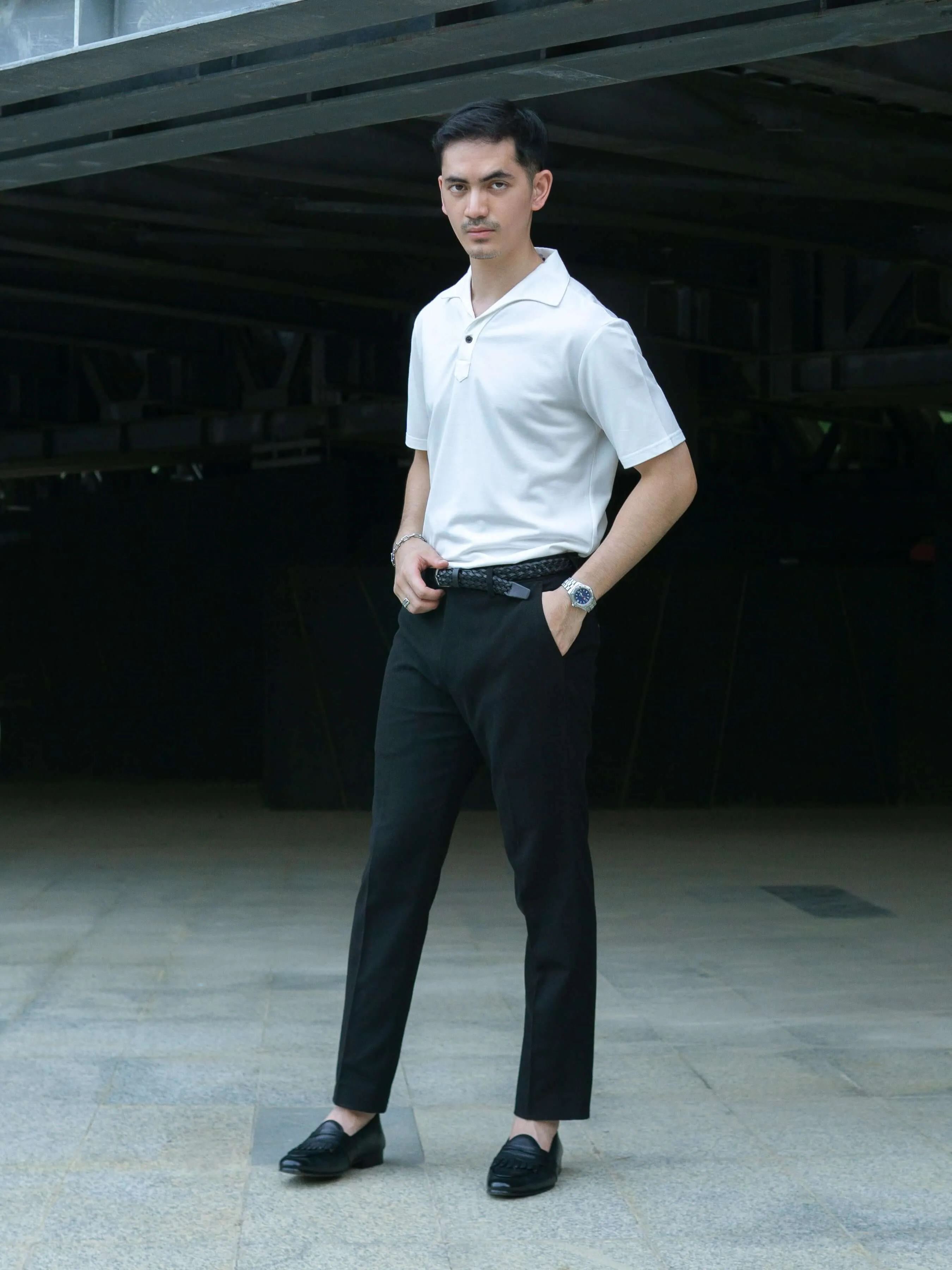 Ezio Polo Shirt - White One-Piece Collar