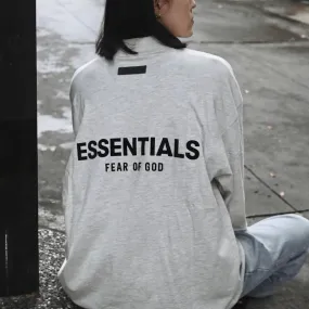 FEAR OF GOD Essentials Felt Logo Long Sleeve Tee Light Oatmeal