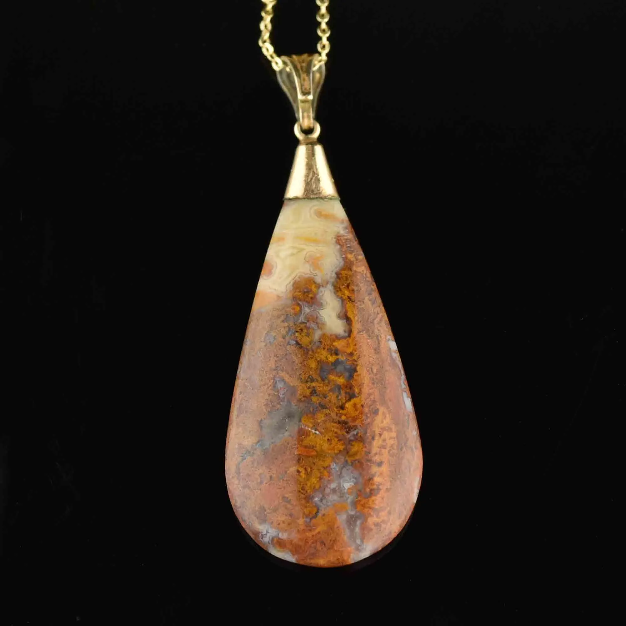 Fine 14K Gold Scottish Agate Pendant Necklace