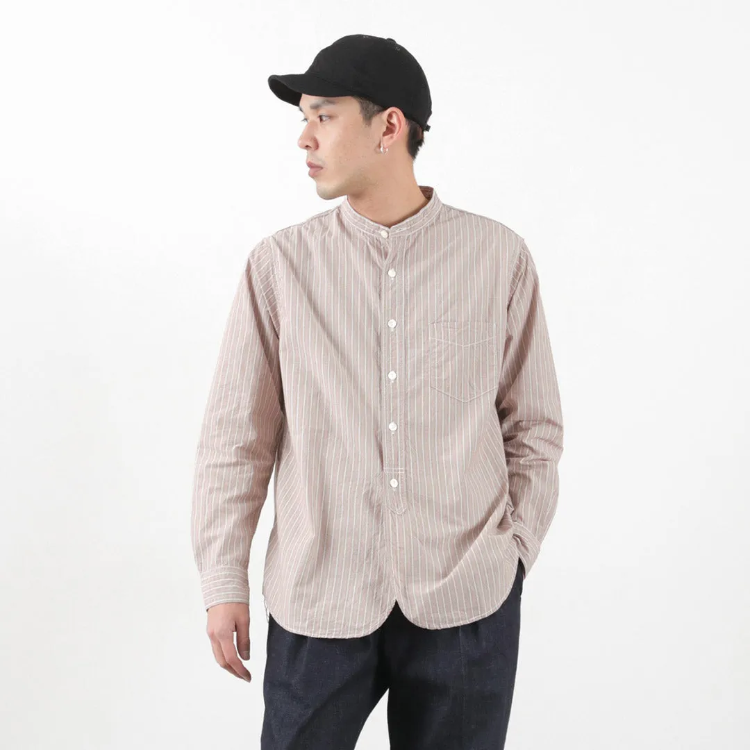 FOB FACTORY / F3488 striped band collar shirt