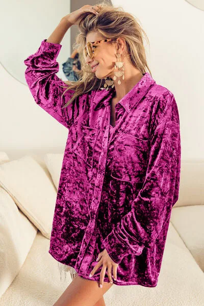 Fuchsia Button Up Long Sleeve Shirt (Online Exclusive)