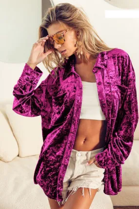 Fuchsia Button Up Long Sleeve Shirt (Online Exclusive)