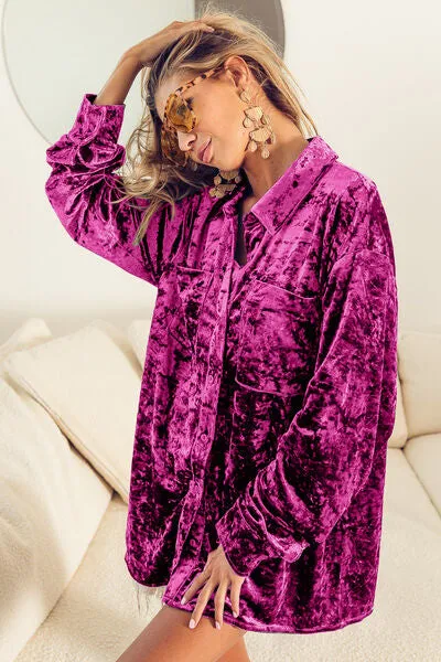 Fuchsia Button Up Long Sleeve Shirt (Online Exclusive)