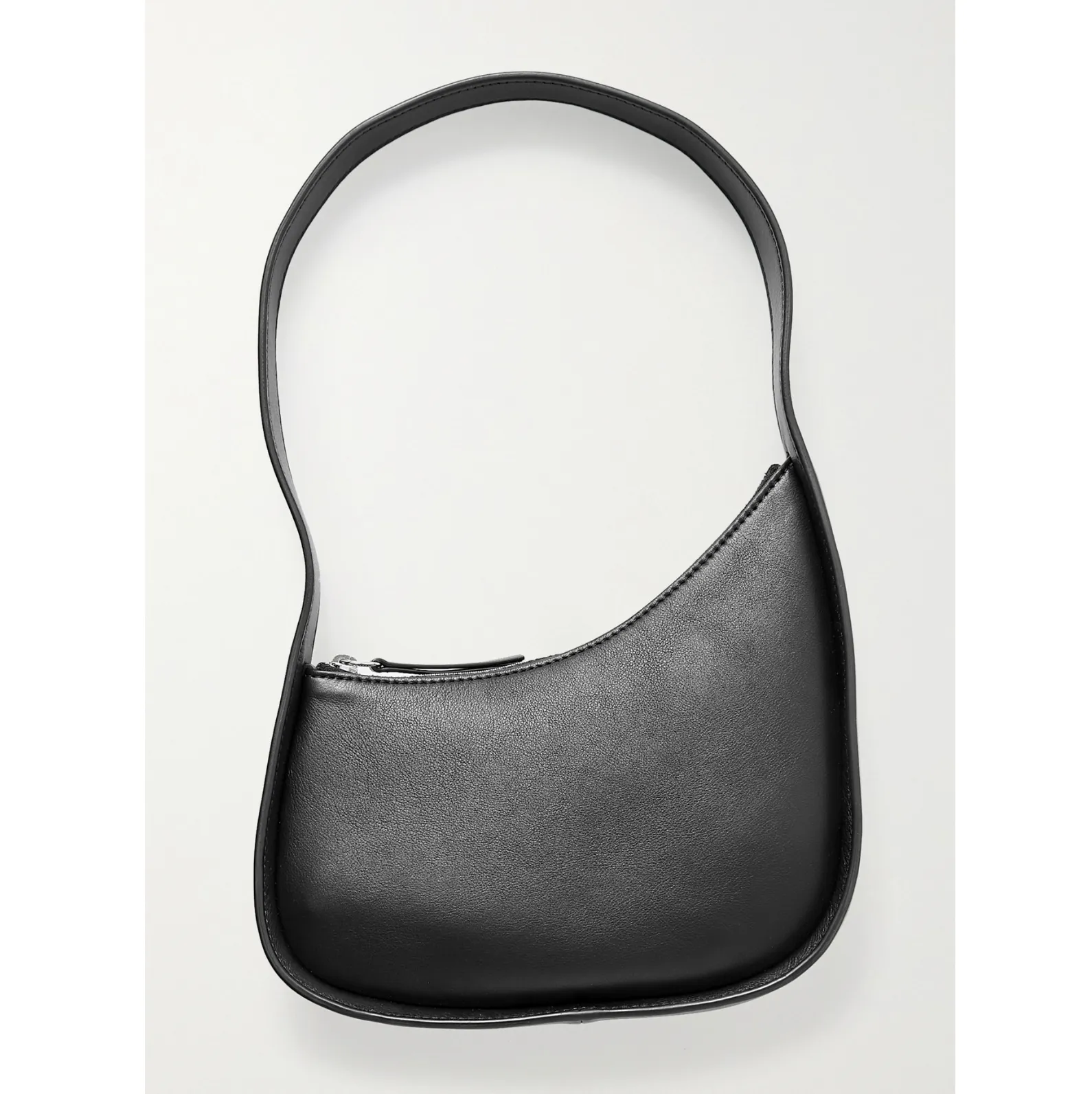 HALF MOON LEATHER SHOULDER BAG - BLACK