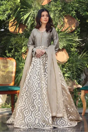 Handwork Embroidered Lychee Silk Long Maxi | ZEENAT | M202221