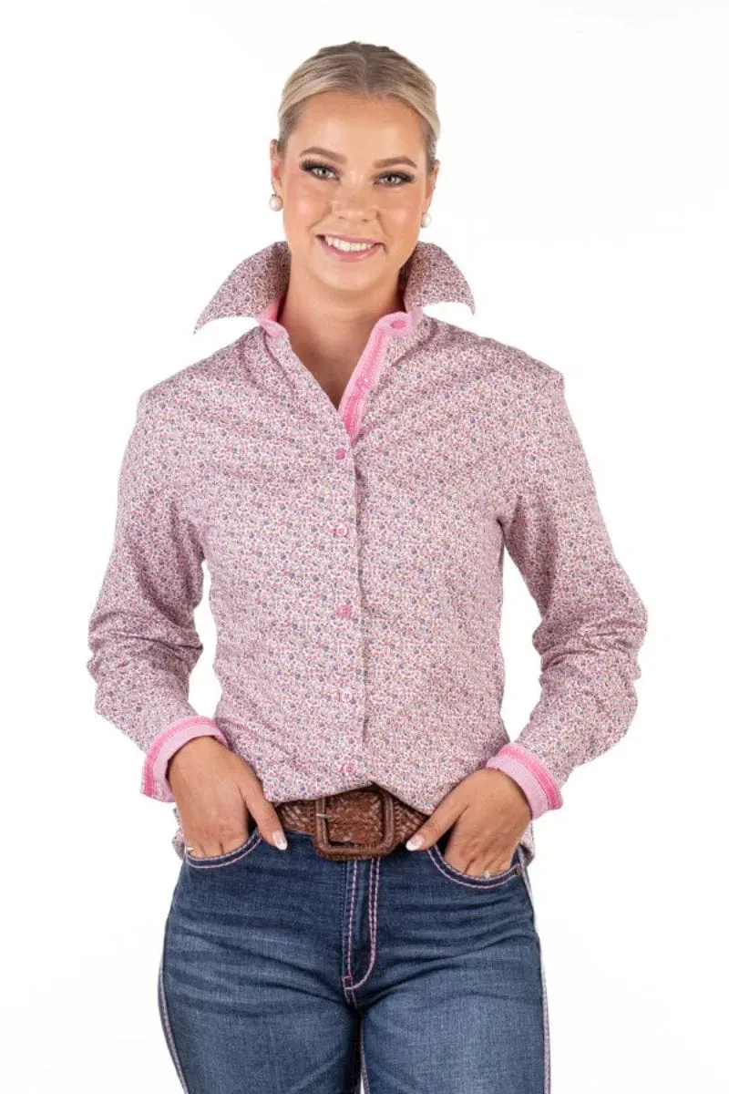 Hitchley & Harrow Shirt Womens Fitted Pink Floral