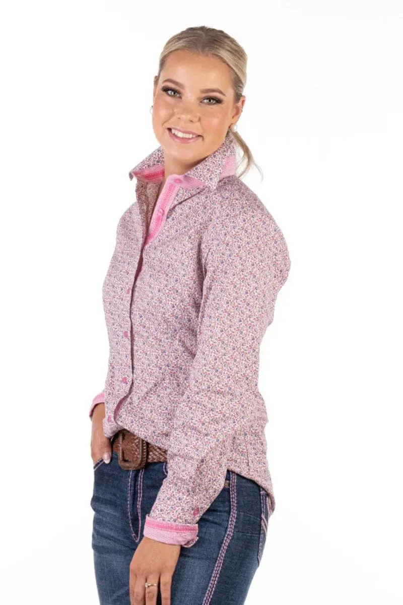 Hitchley & Harrow Shirt Womens Fitted Pink Floral