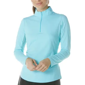 IBKUL Womens Long Sleeve Mock Solid Top - Seafoam