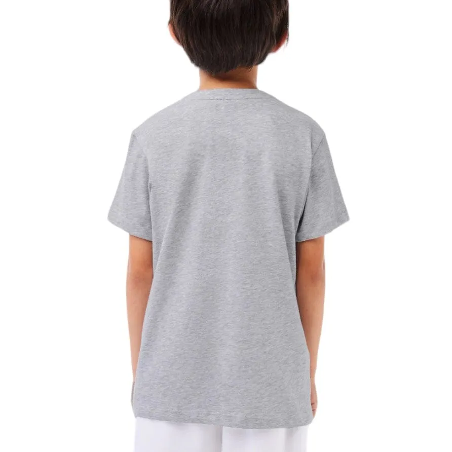 Kids Lacoste Sport Oversized Croc T Shirt (Grey Chine/Navy Blue) TJ2910-51