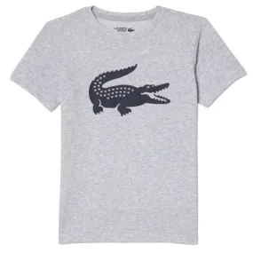 Kids Lacoste Sport Oversized Croc T Shirt (Grey Chine/Navy Blue) TJ2910-51