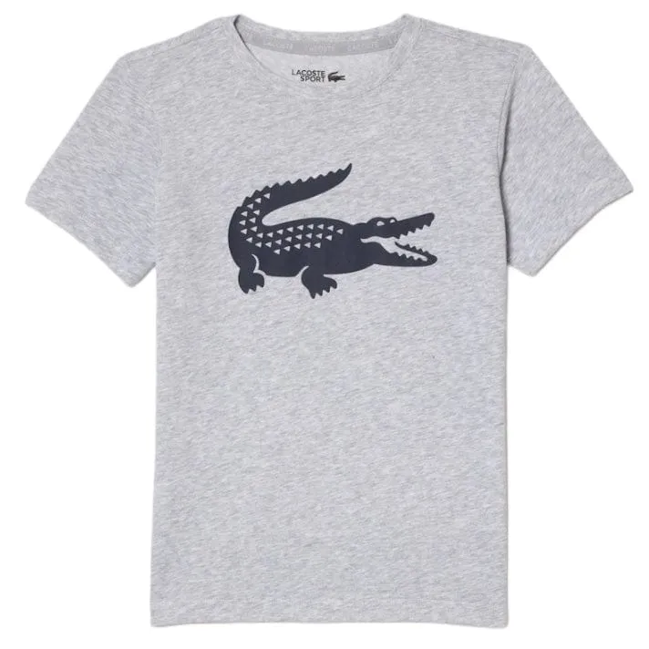 Kids Lacoste Sport Oversized Croc T Shirt (Grey Chine/Navy Blue) TJ2910-51