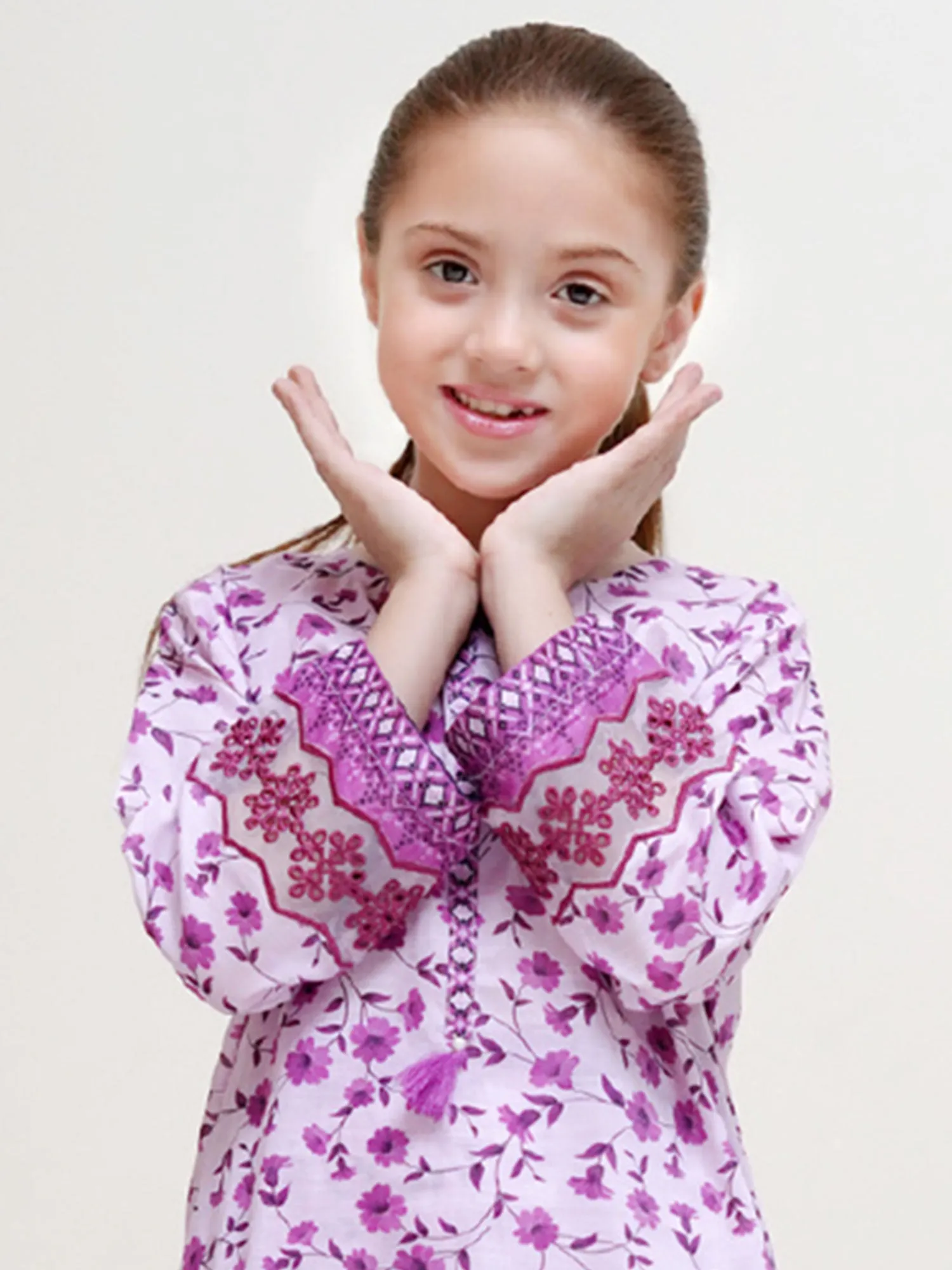 Kids Lilac Coords Embroidered Lawn 2-Piece Suit