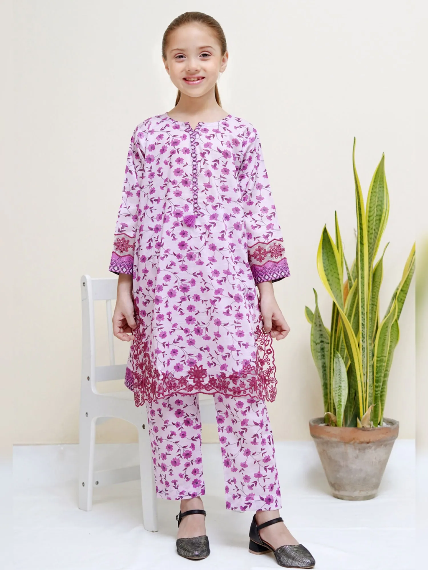 Kids Lilac Coords Embroidered Lawn 2-Piece Suit