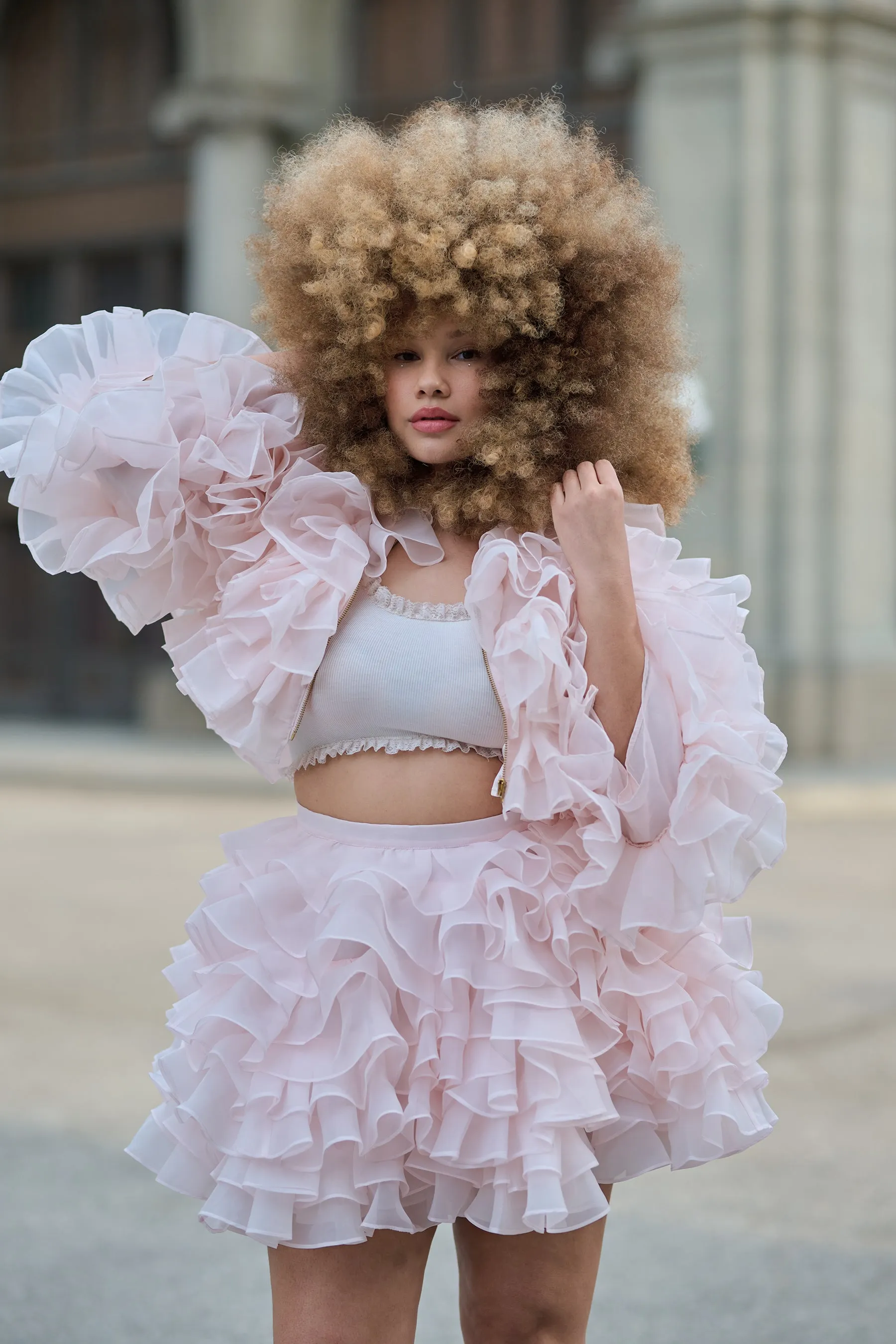 Le Petit Chou Boa Jacket in Strawberry Milk