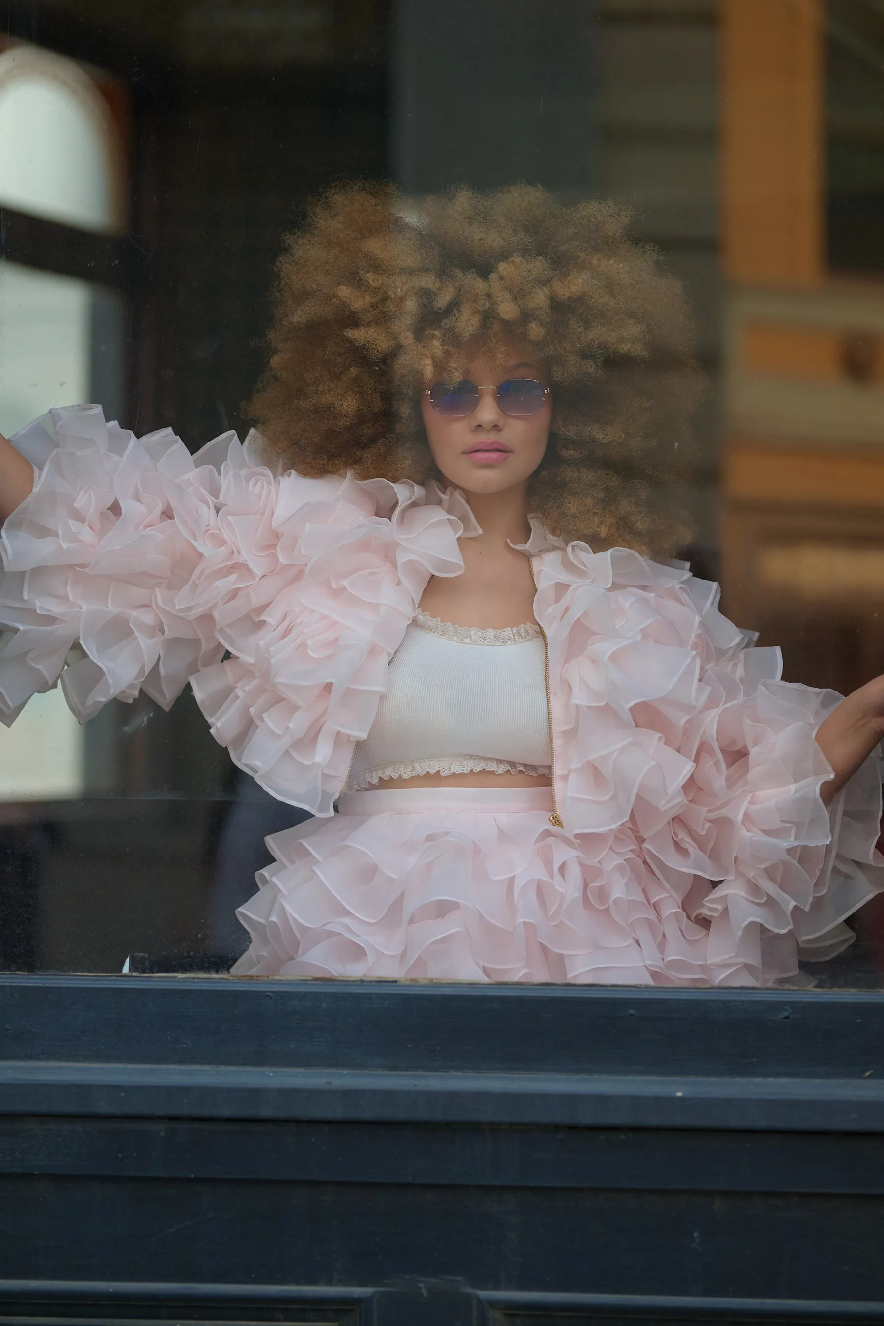 Le Petit Chou Boa Jacket in Strawberry Milk