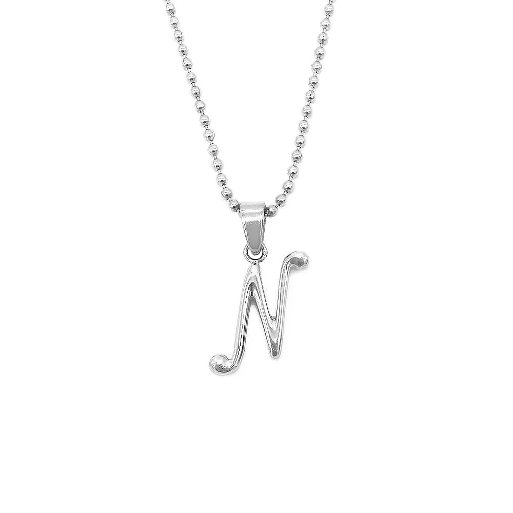 Letter Pendant in 24 Balls Chain Necklace