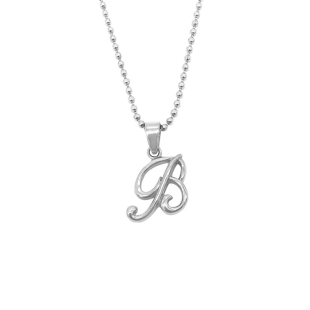 Letter Pendant in 24 Balls Chain Necklace