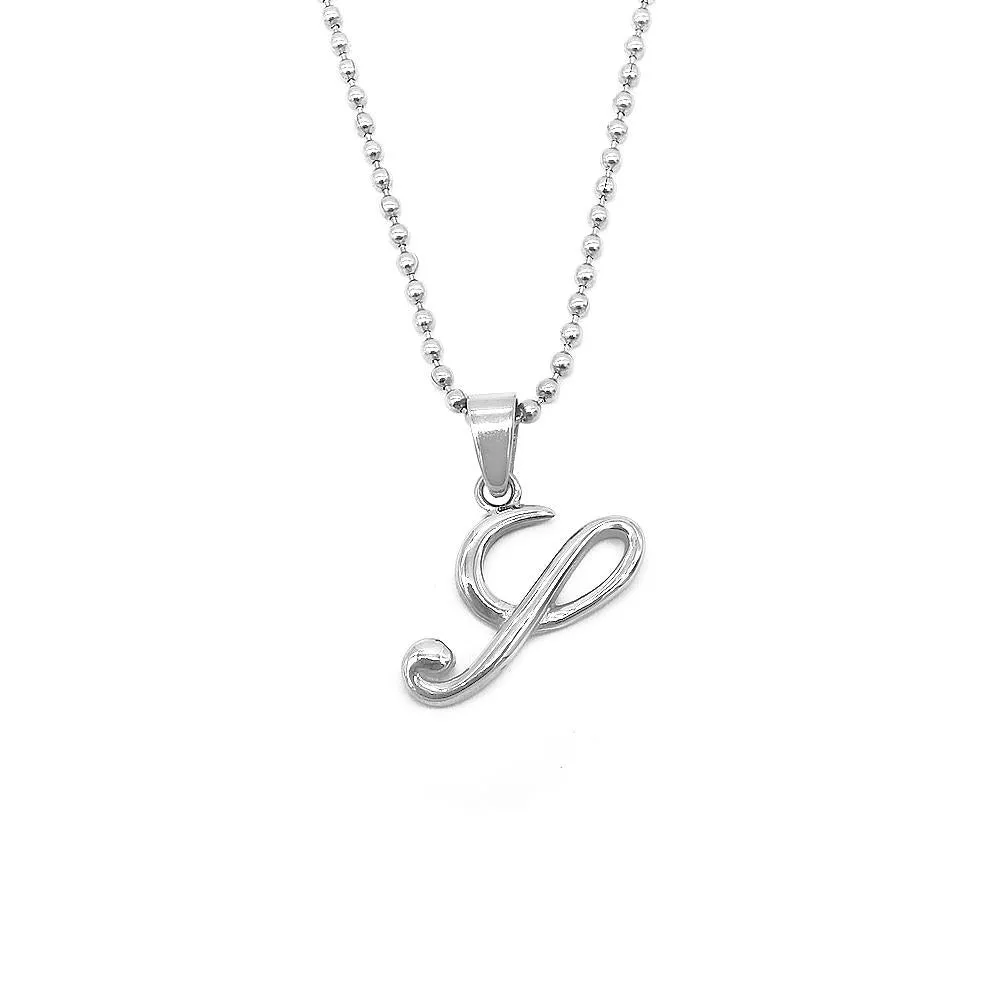 Letter Pendant in 24 Balls Chain Necklace