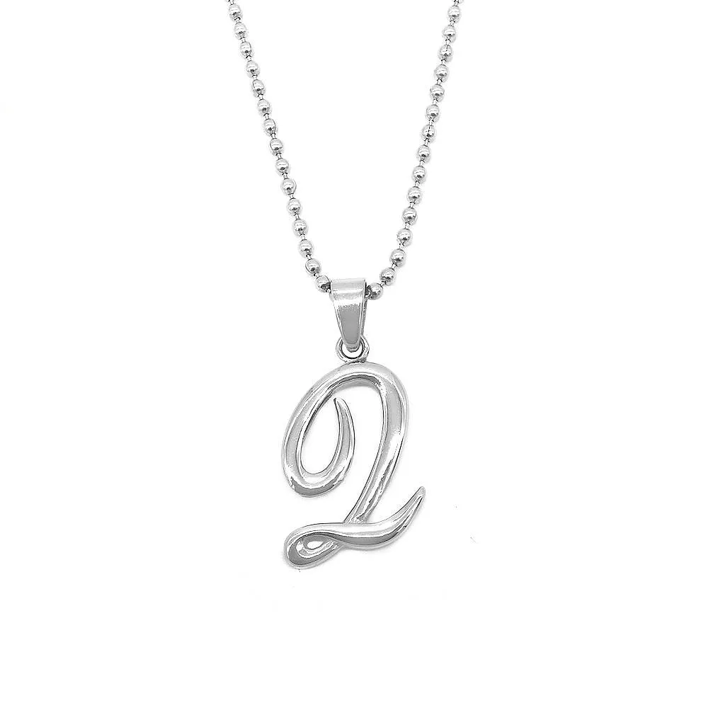 Letter Pendant in 24 Balls Chain Necklace